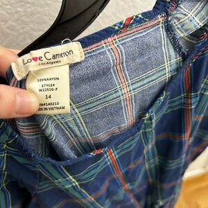 Love Cameron Navy Plaid Girls' Casual Dress with Multicolor Accent